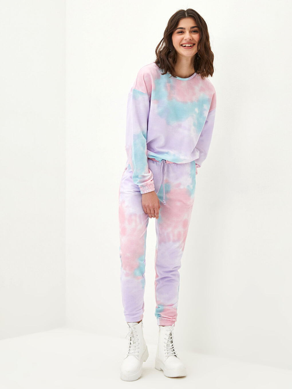 Crew Neck Patterned Long Sleeve Women's Sweatshirt-2