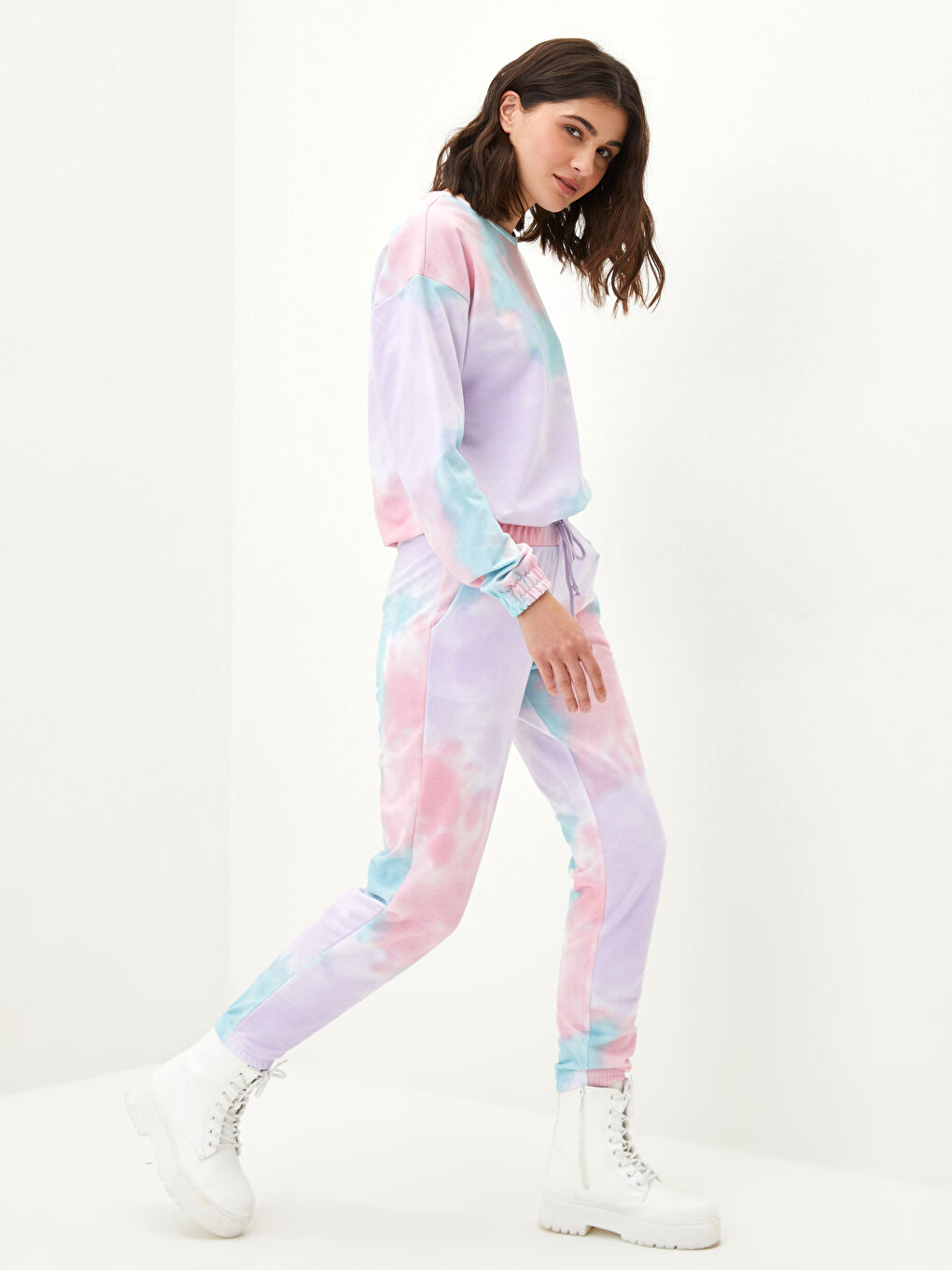 Crew Neck Patterned Long Sleeve Women's Sweatshirt-3