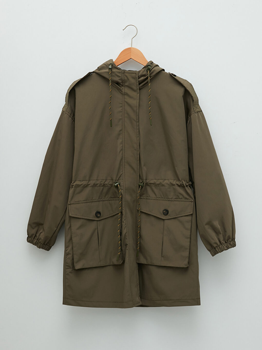 Hooded Zipper Closure Pocket Detailed Slim Women's Coat-7