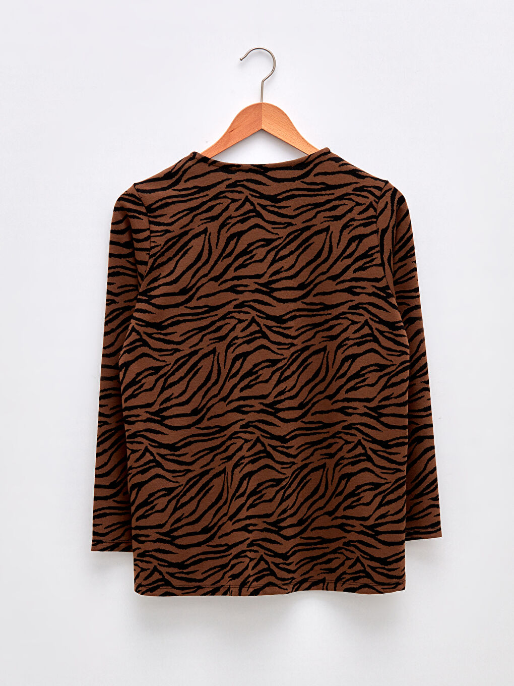 Kahverengi Bisiklet Yaka Desenli Uzun Kollu Kadın Kazak-5