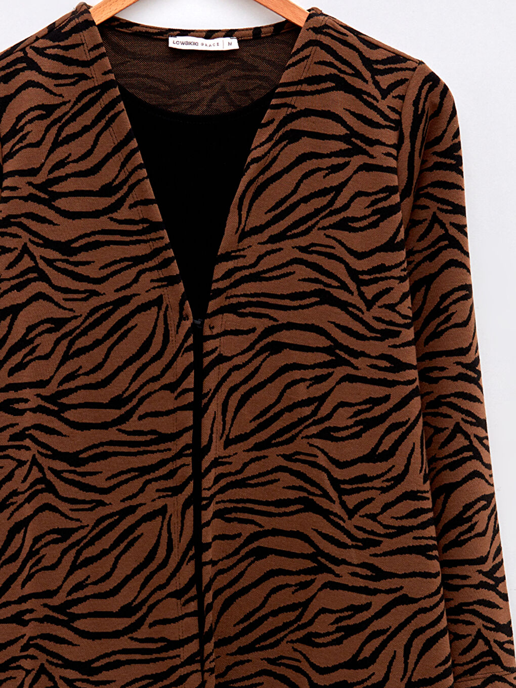 Kahverengi Bisiklet Yaka Desenli Uzun Kollu Kadın Kazak-6