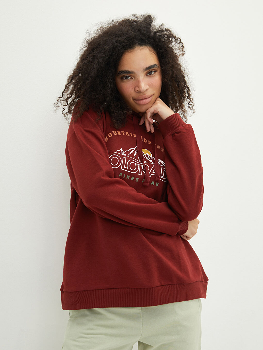 LCW Vision Hooded Printed Long Sleeve Women's Sweatshirt -W1CA77Z8-HNY