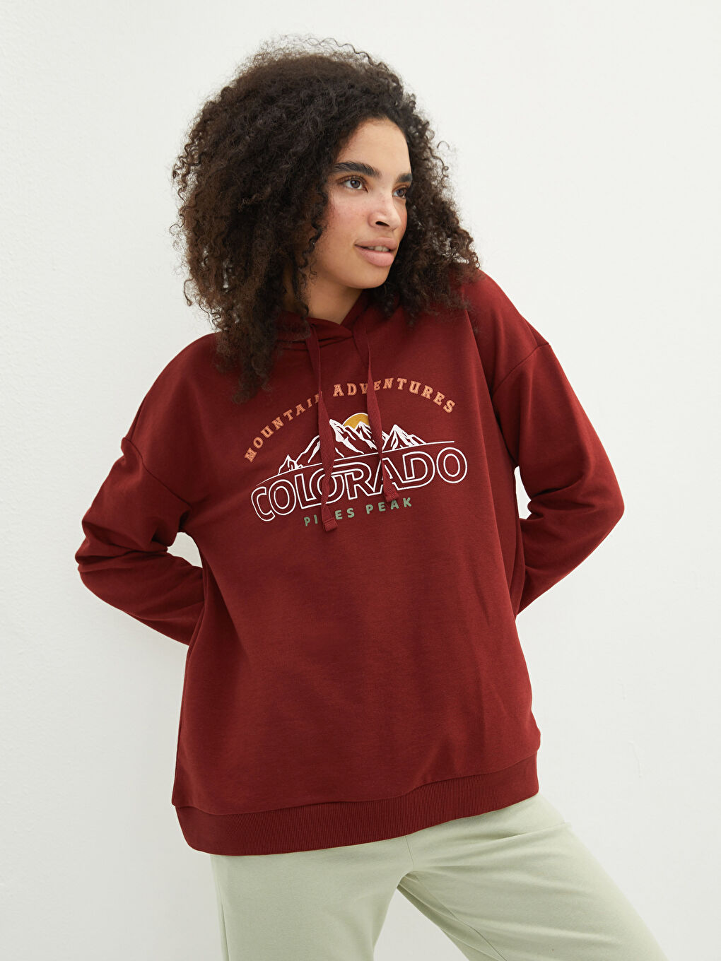 LCW Vision Hooded Printed Long Sleeve Women's Sweatshirt -W1CA77Z8-HNY