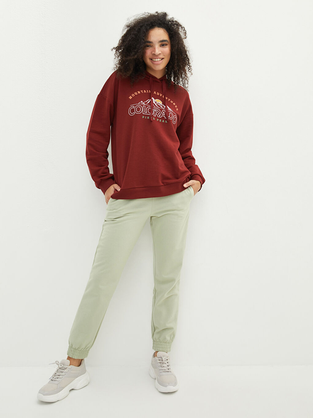 LCW Vision Hooded Printed Long Sleeve Women's Sweatshirt -W1CA77Z8-HNY