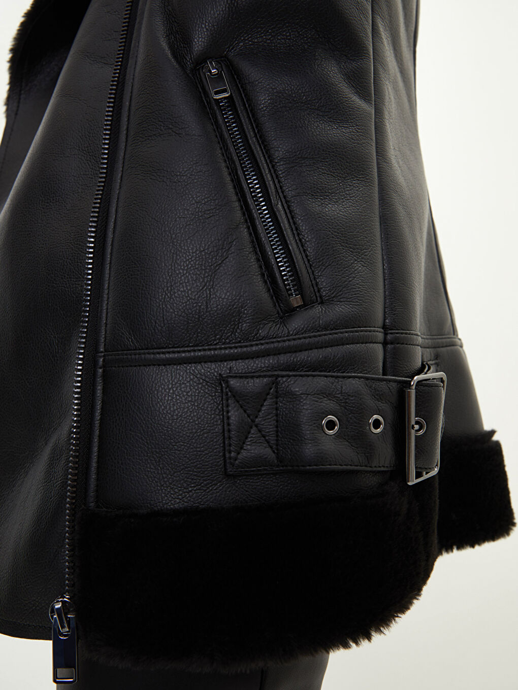 Shirt Collar Pocket Detailed Leather Look Women's Vest-3