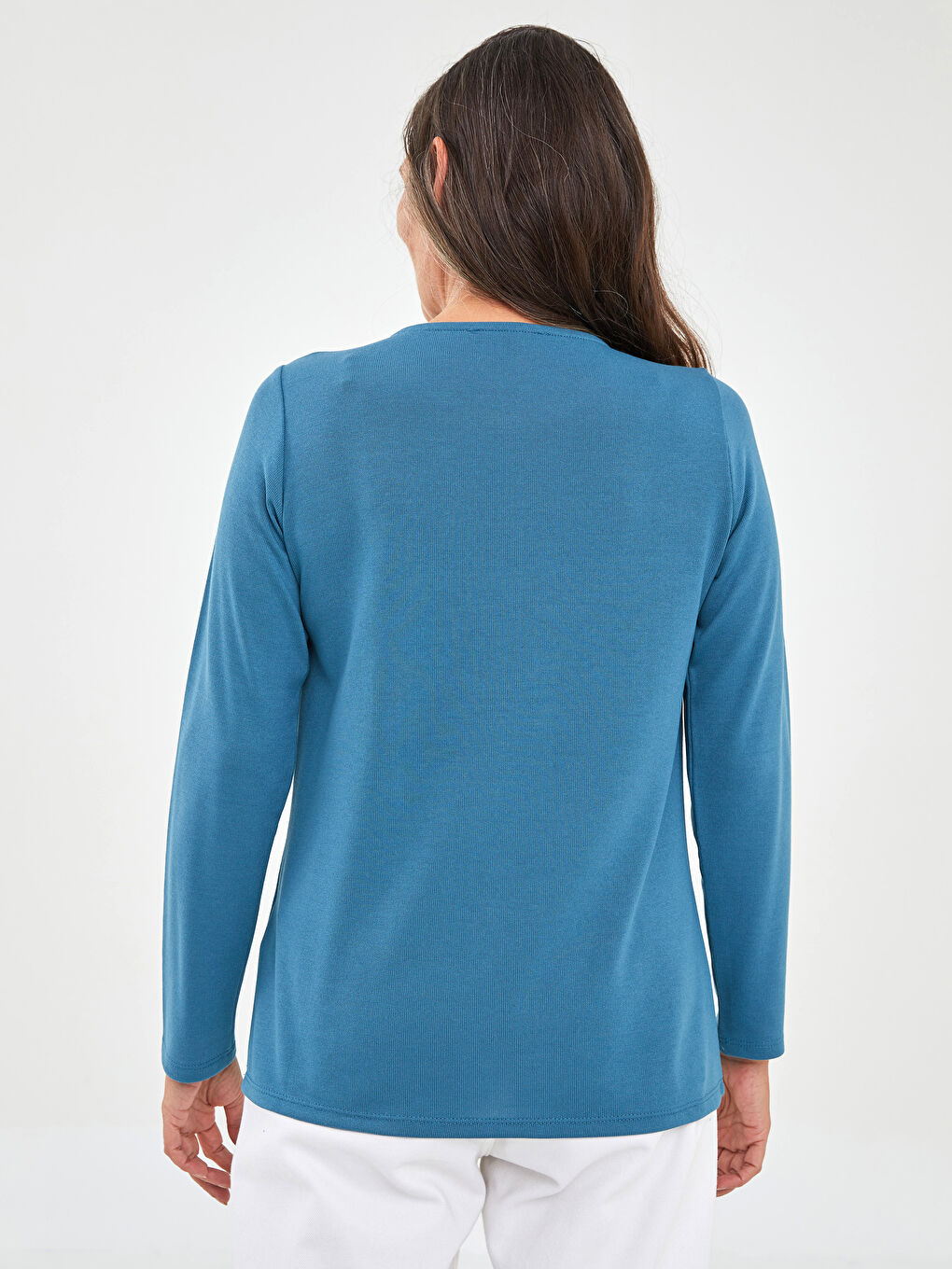 LCW Grace Crew Neck Floral Embroidery Long Sleeve Women's Blouse -W1CA87Z8-H5U