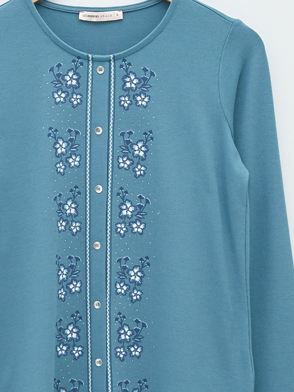 LCW Grace Crew Neck Floral Embroidery Long Sleeve Women's Blouse -W1CA87Z8-H5U