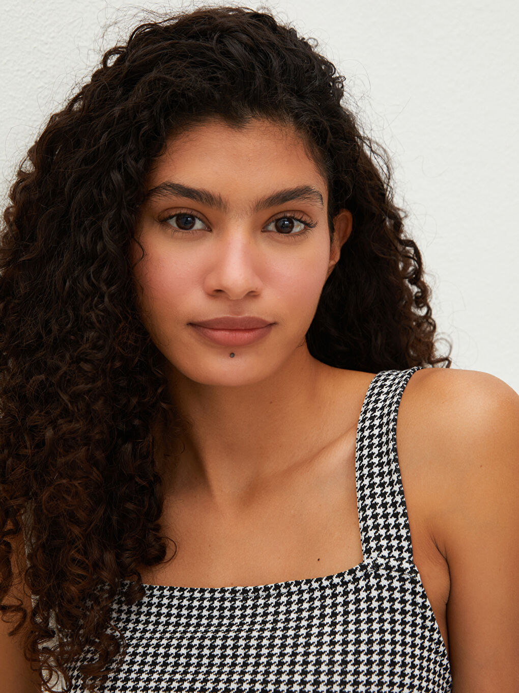 Rochie pentru Femei cu Guler Pătrat, Model Carouri, Detalii Nasturi și Bretele-3