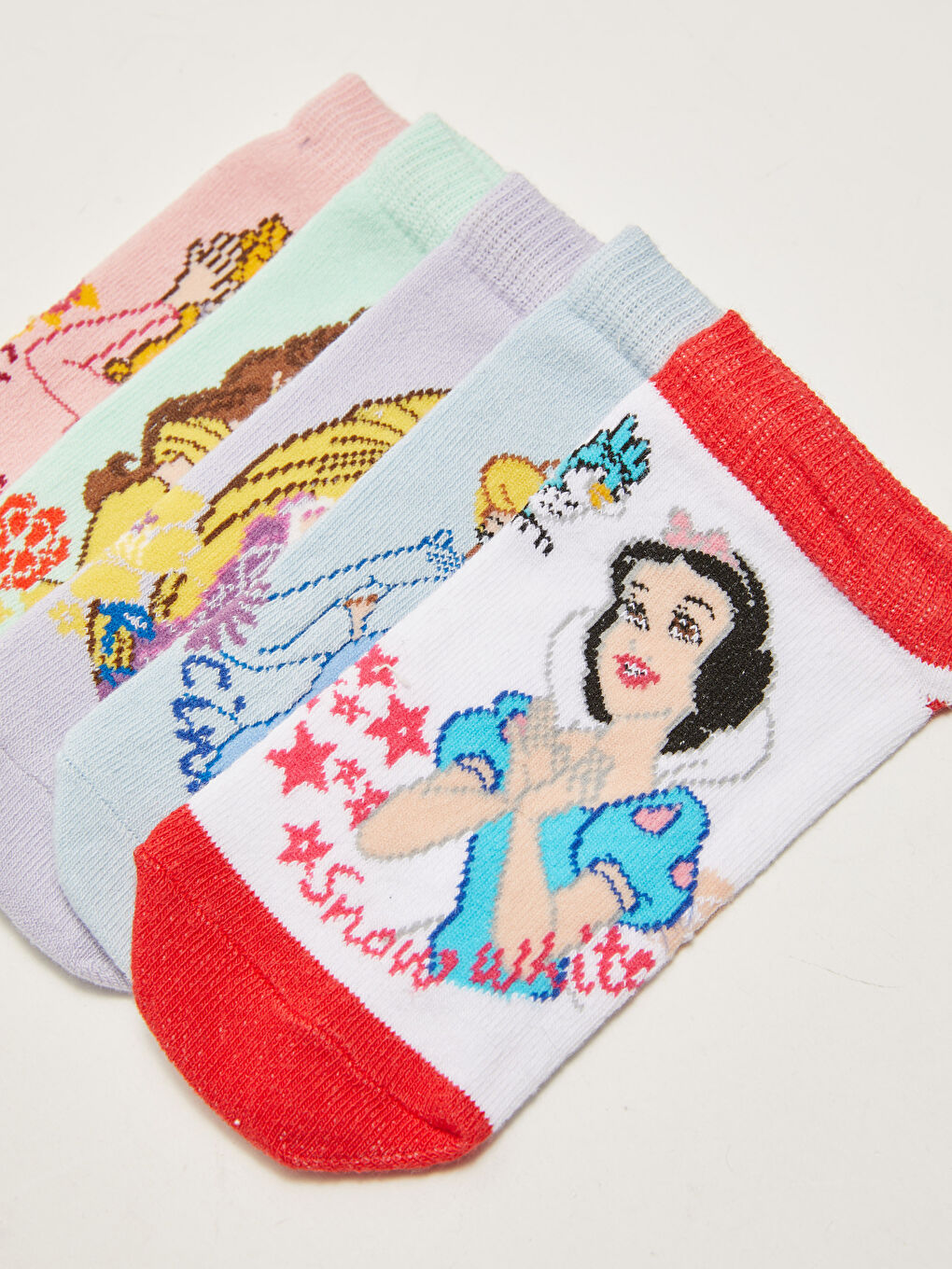 Mavi Princess Desenli Kız Çocuk Patik Çorap 5'li-2