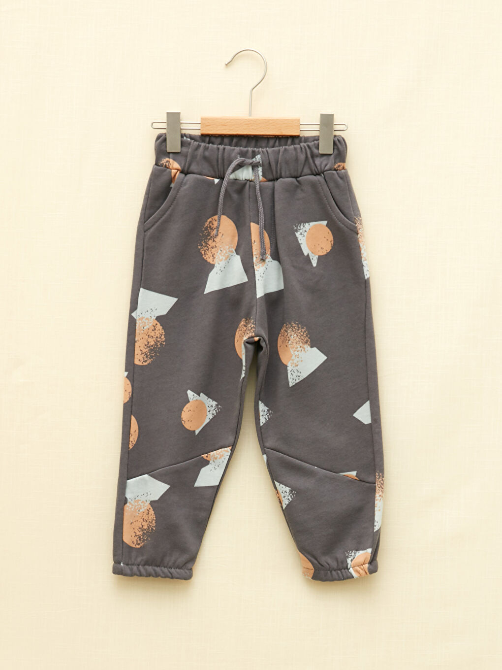 Gri Beli Lastikli Baskılı Erkek Bebek Eşofman Altı