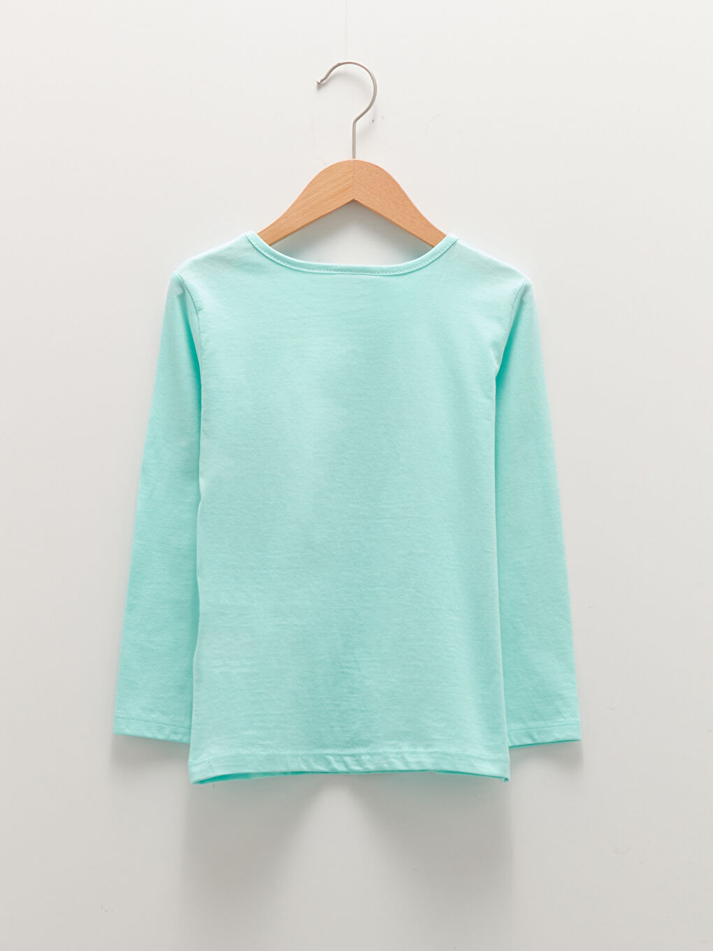 Crew Neck Printed Long Sleeve Cotton Girl T-shirt-1