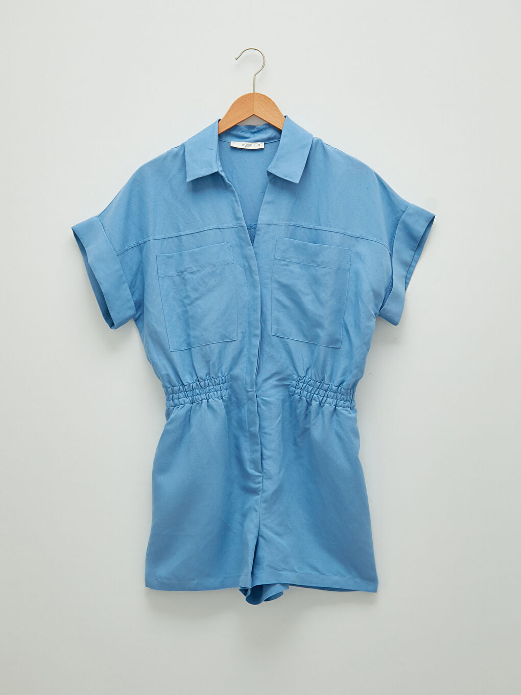 سلوبيت بياقة قميص مستقيمة كم قصير بتفاصيل جيب للسيدات-6