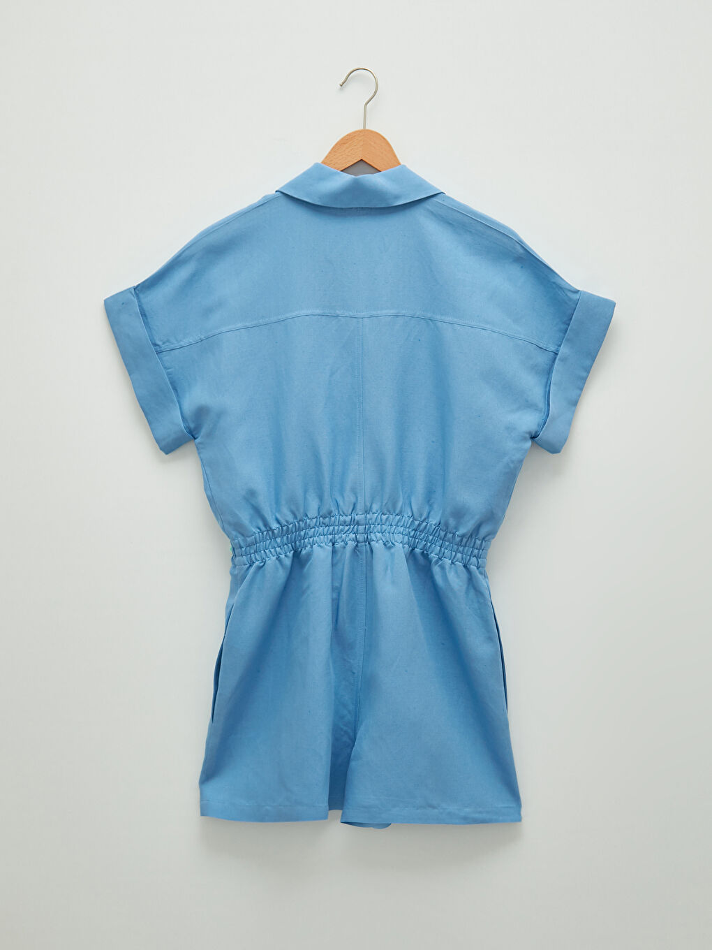 سلوبيت بياقة قميص مستقيمة كم قصير بتفاصيل جيب للسيدات-7