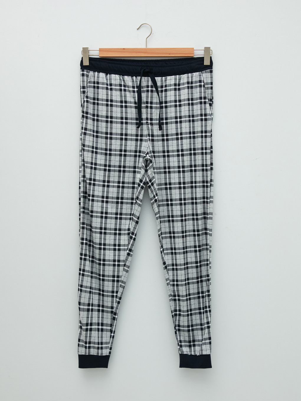 Gri Standart Kalıp Ekose Erkek Pijama Alt-5