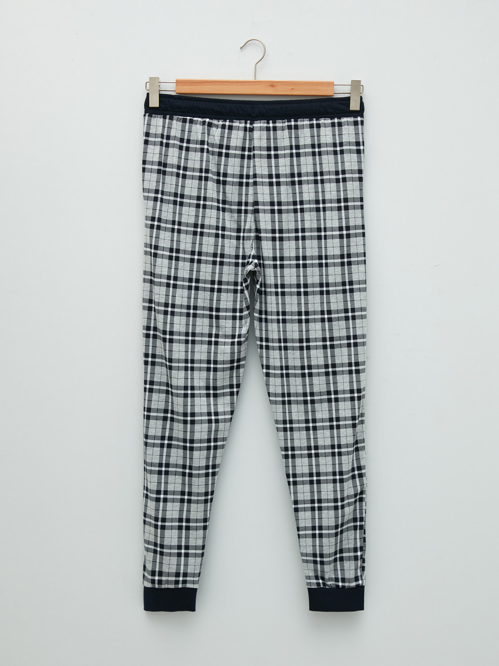 Gri Standart Kalıp Ekose Erkek Pijama Alt-6