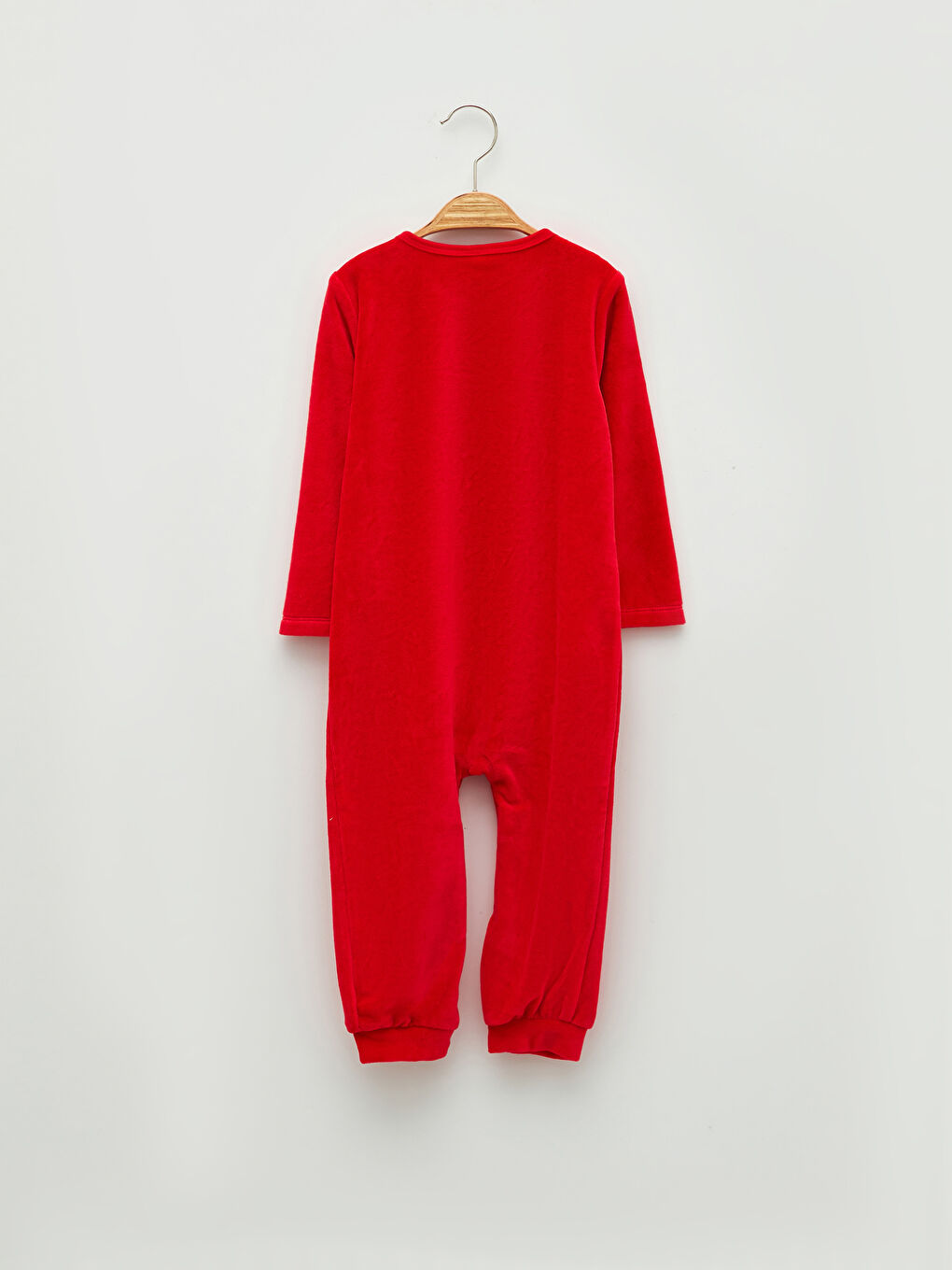 Crew Neck Long Sleeve Christmas Themed Velvet Baby Girl Rompers-1