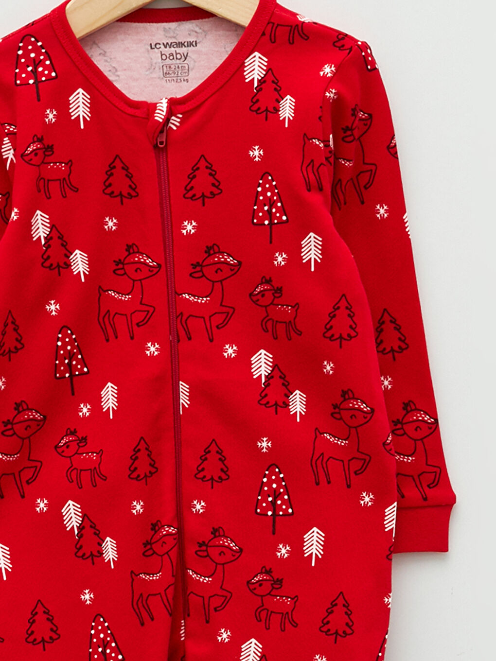 Crew Neck Long Sleeve New Year Themed Cotton Baby Girl Zipper Jumpsuit-2