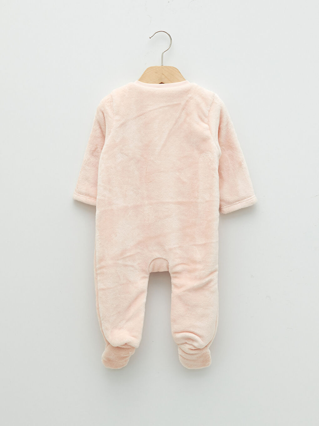 Combinaison Zippée en Peluche pour Bébé Fille à Col Rond, Manches Longues et Détails Brodés-1