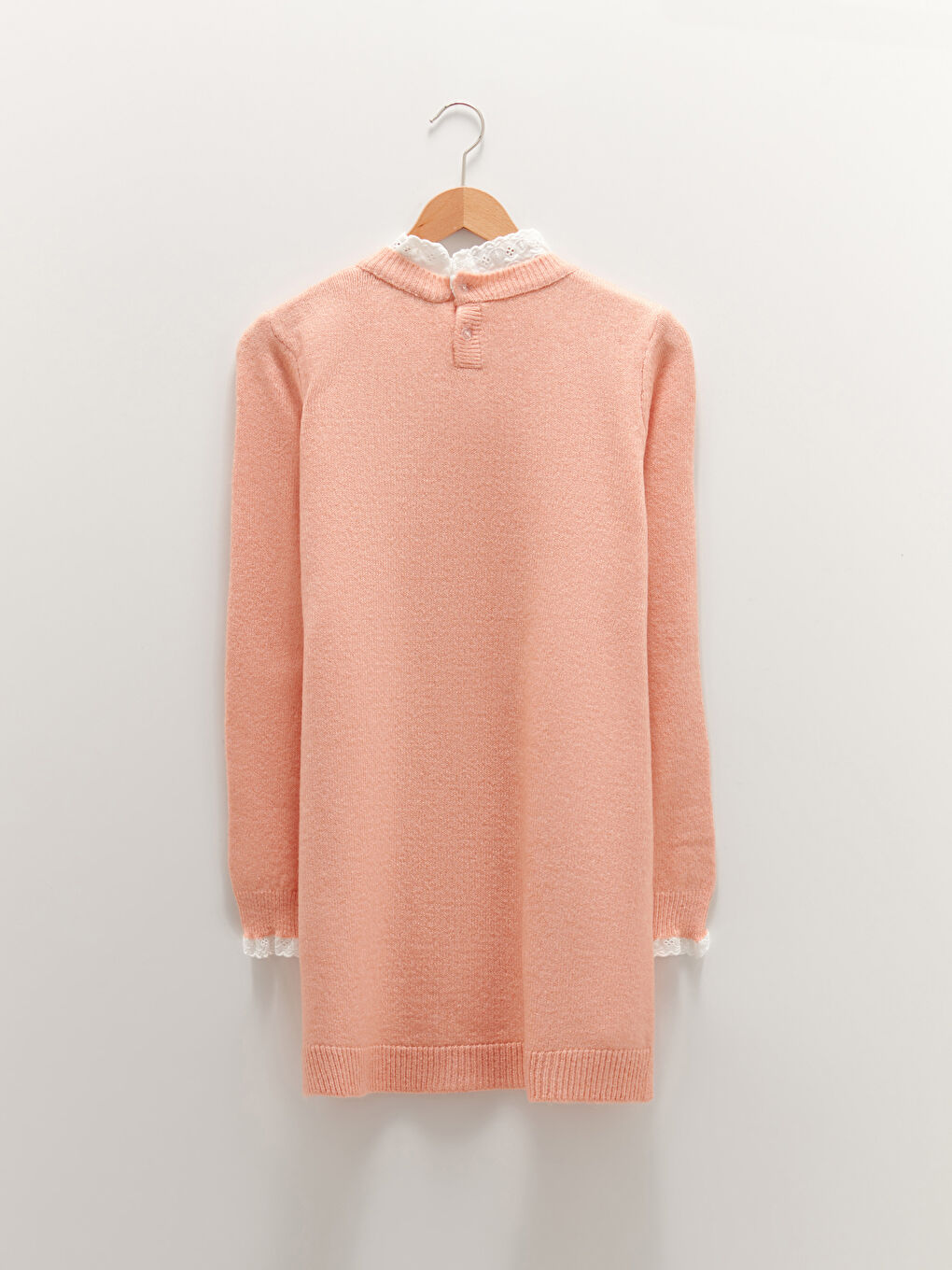 Turuncu Bisiklet Yaka Nakışlı Uzun Kollu Kadın Triko Tunik-5