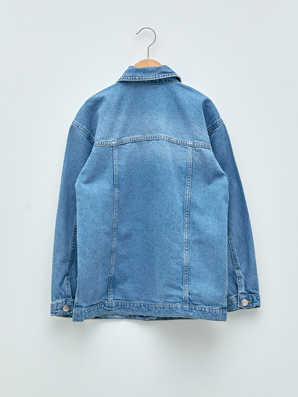 Shirt Neck Long Sleeve Girl Jean Jacket-1