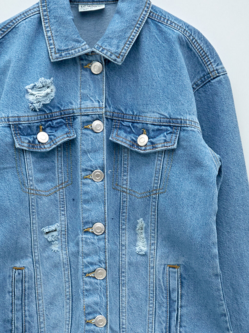 Shirt Neck Long Sleeve Girl Jean Jacket-2