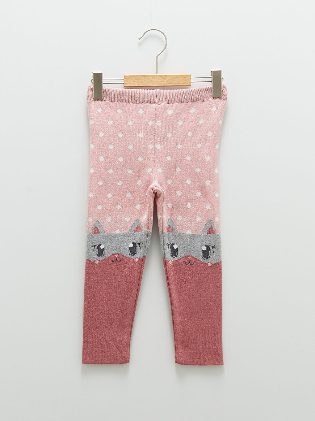 Beli Lastikli Desenli Pamuklu Kız Bebek Triko Tayt