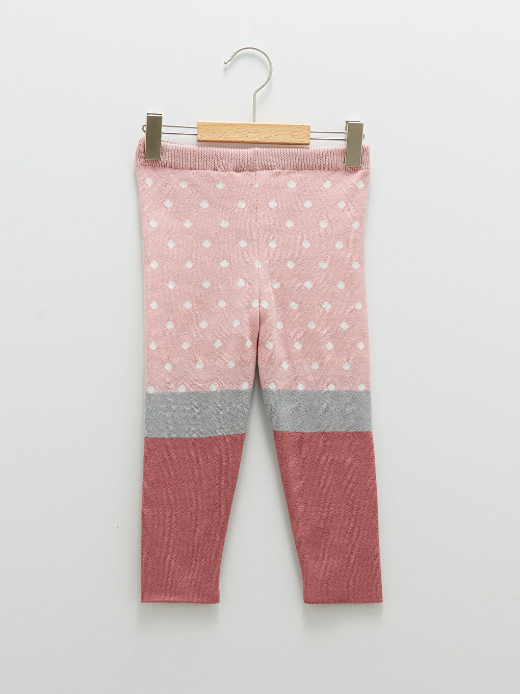 Beli Lastikli Desenli Pamuklu Kız Bebek Triko Tayt-1