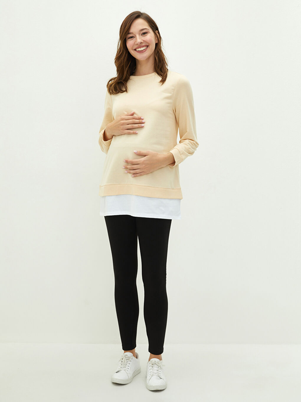 LCWAIKIKI Maternity Badem Bisiklet Yaka Düz Hamile Sweatshirt - 3