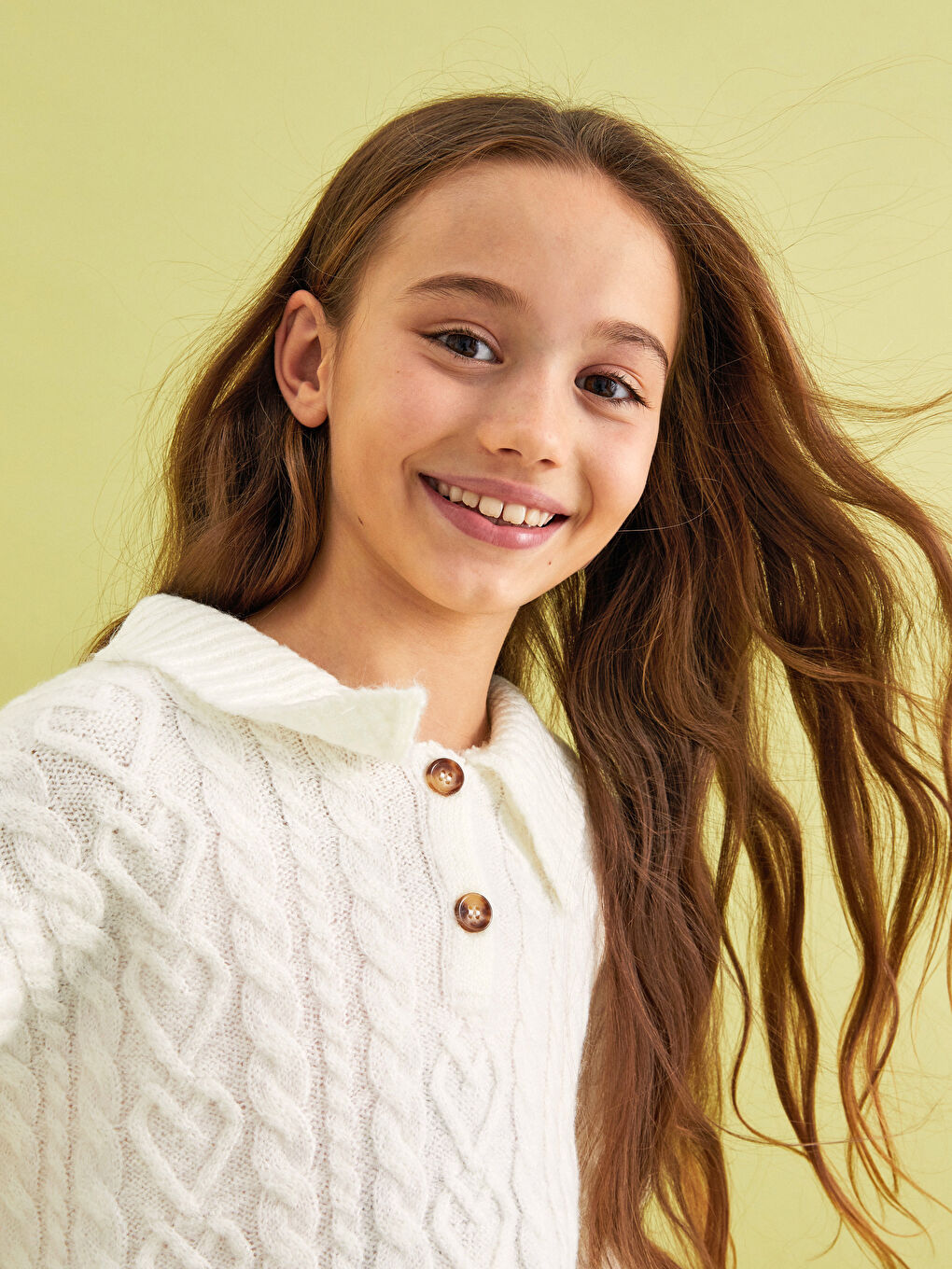 Свитер из трикотажа с водолазкой, узором и длинным рукавом для девочек