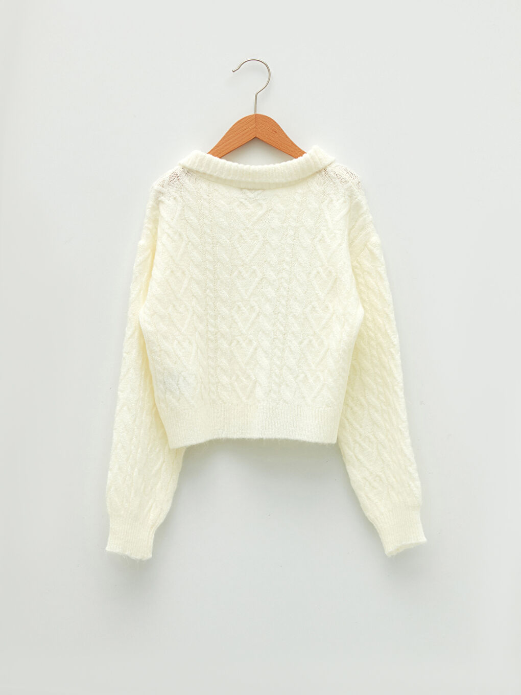 Свитер из трикотажа с водолазкой, узором и длинным рукавом для девочек-3