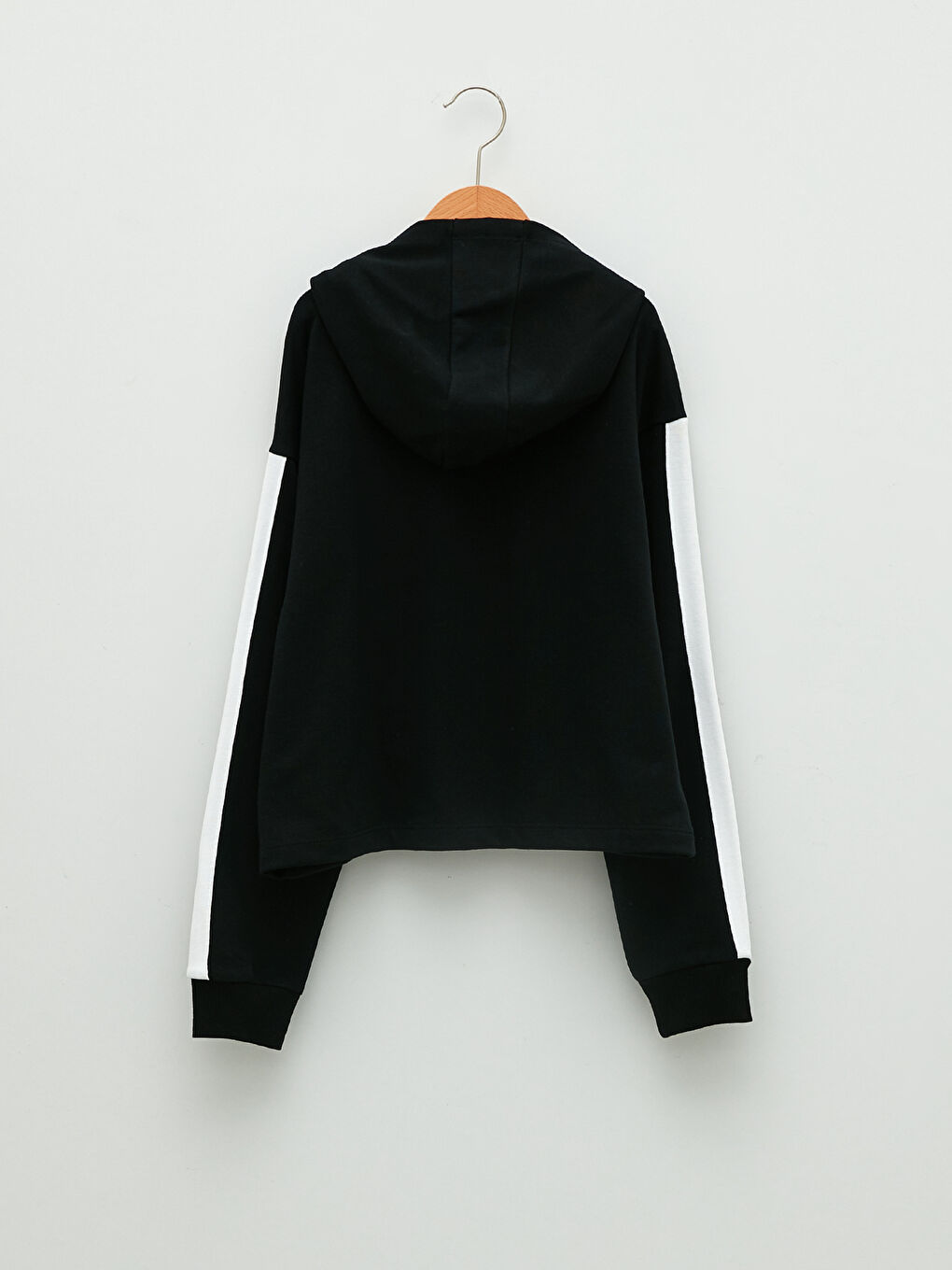 Siyah Kapüşonlu Yazı Baskılı Uzun Kollu Kız Çocuk Sweatshirt-1