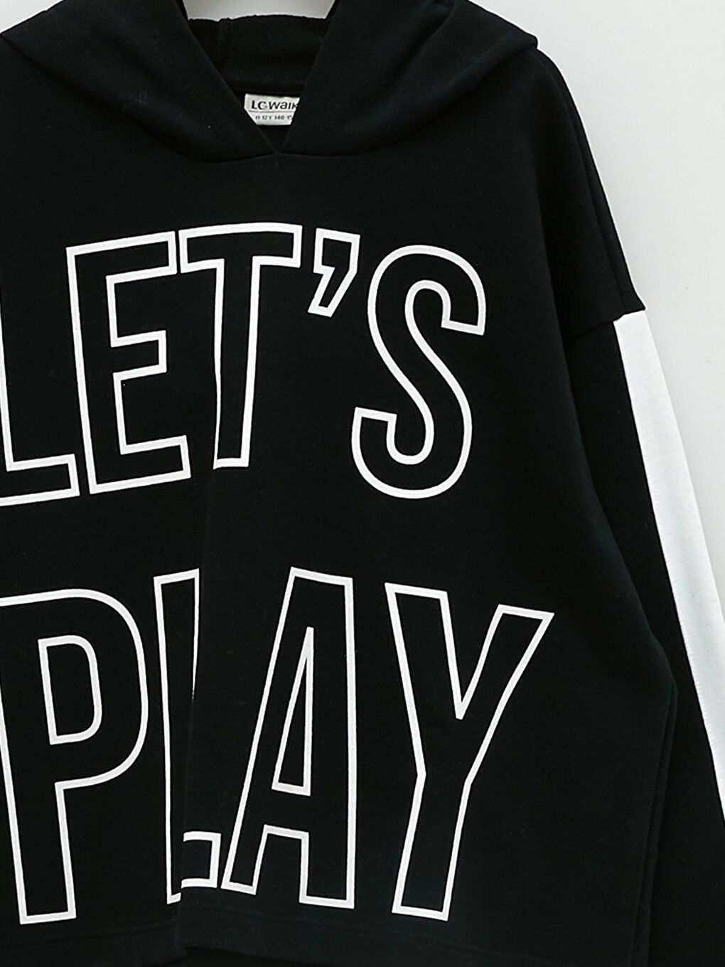 Siyah Kapüşonlu Yazı Baskılı Uzun Kollu Kız Çocuk Sweatshirt-2