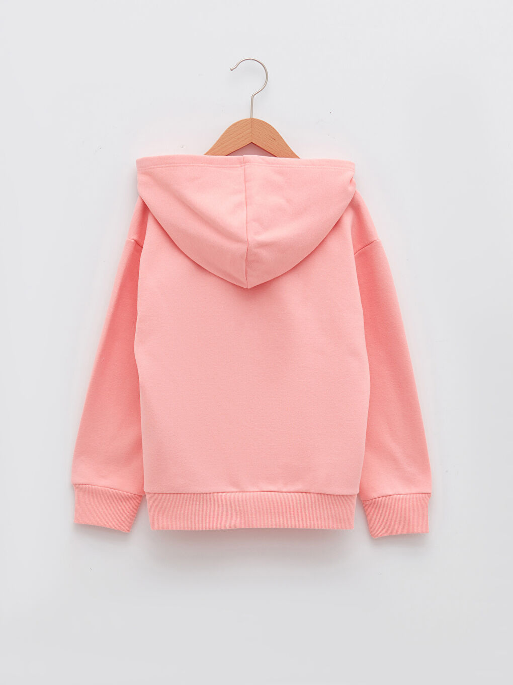 Pembe Kapüşonlu Baskılı Uzun Kollu Kız Çocuk Sweatshirt-1