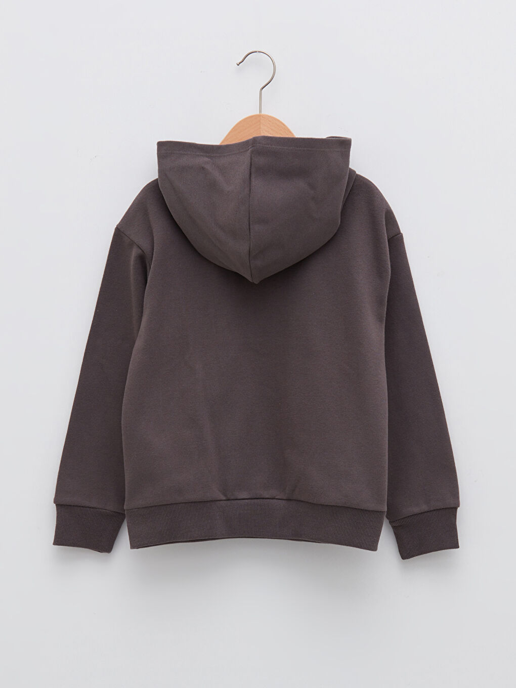 Gri Kapüşonlu Baskılı Uzun Kollu Kız Çocuk Sweatshirt-1