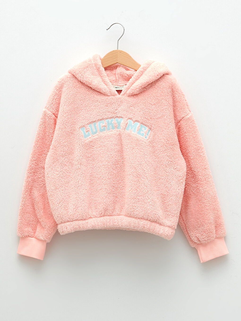 LCW Kids Hooded Embroidery Detailed Long Sleeve Plush Girls Sweatshirt -W1CD42Z4-FXB