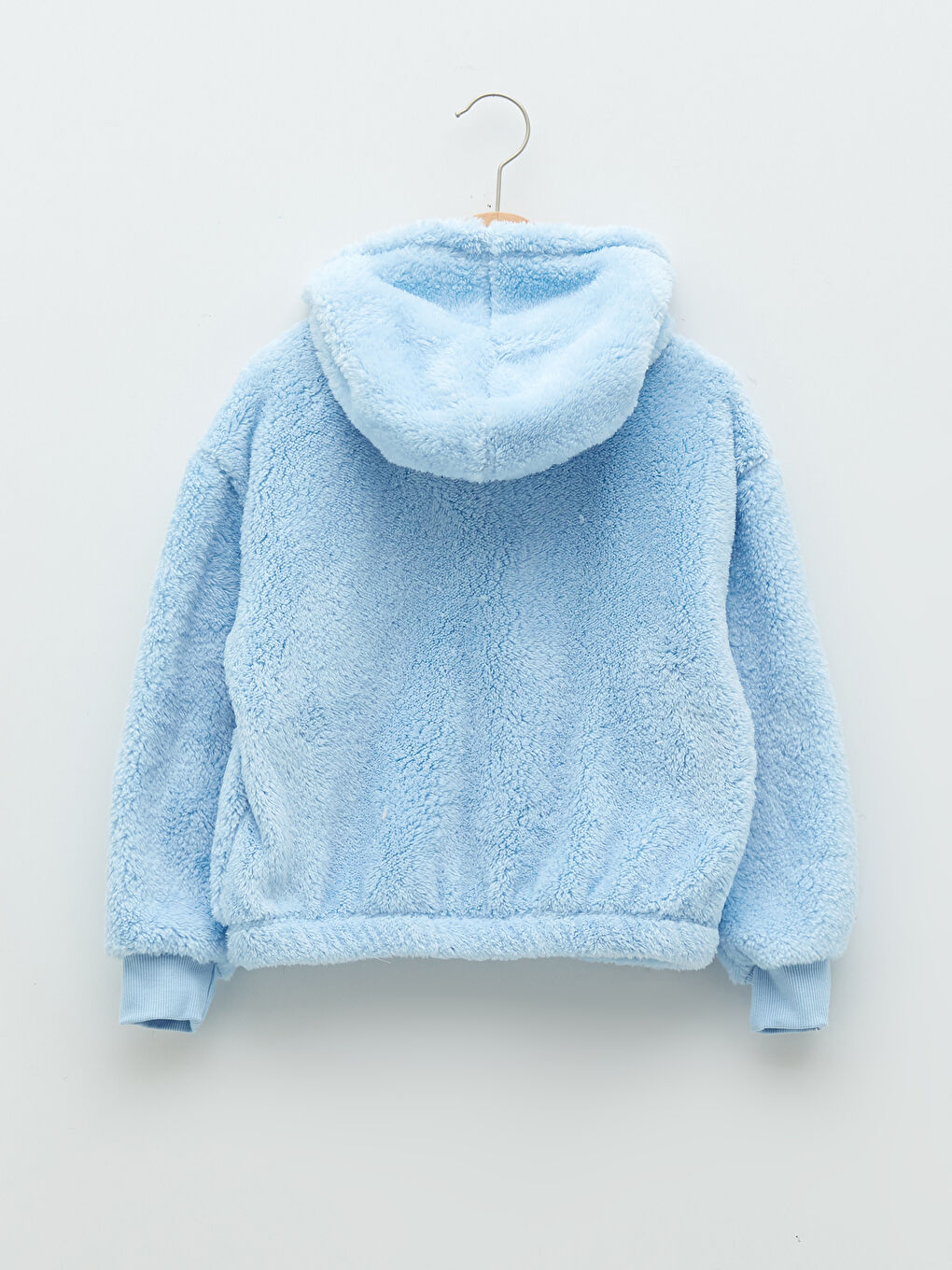 Kapüşonlu Nakış Detaylı Uzun Kollu Pelüş Kız Çocuk Sweatshirt-1