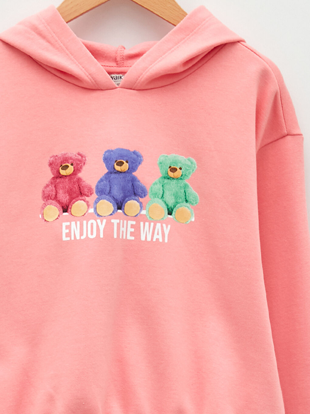 Свитшот с капюшоном с принтом медведя для девочек-2