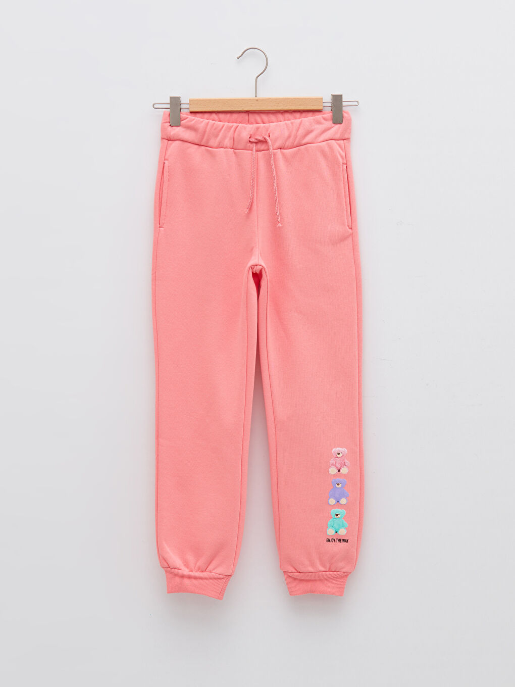 بنطال رياضي للبنات بطبعة دب تيدي بخصر مطاطي