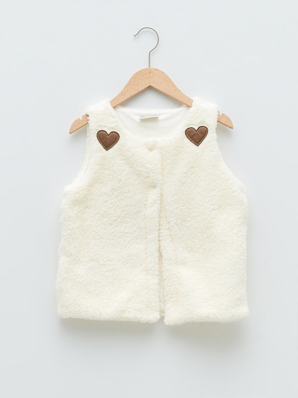 Ekru Bisiklet Yaka Basic Kız Çocuk Yelek