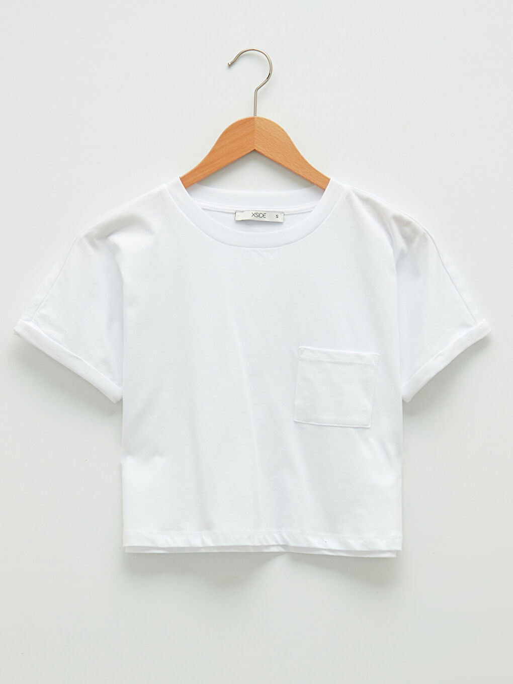 Crew Neck Plain Short Sleeve Women's Crop-6