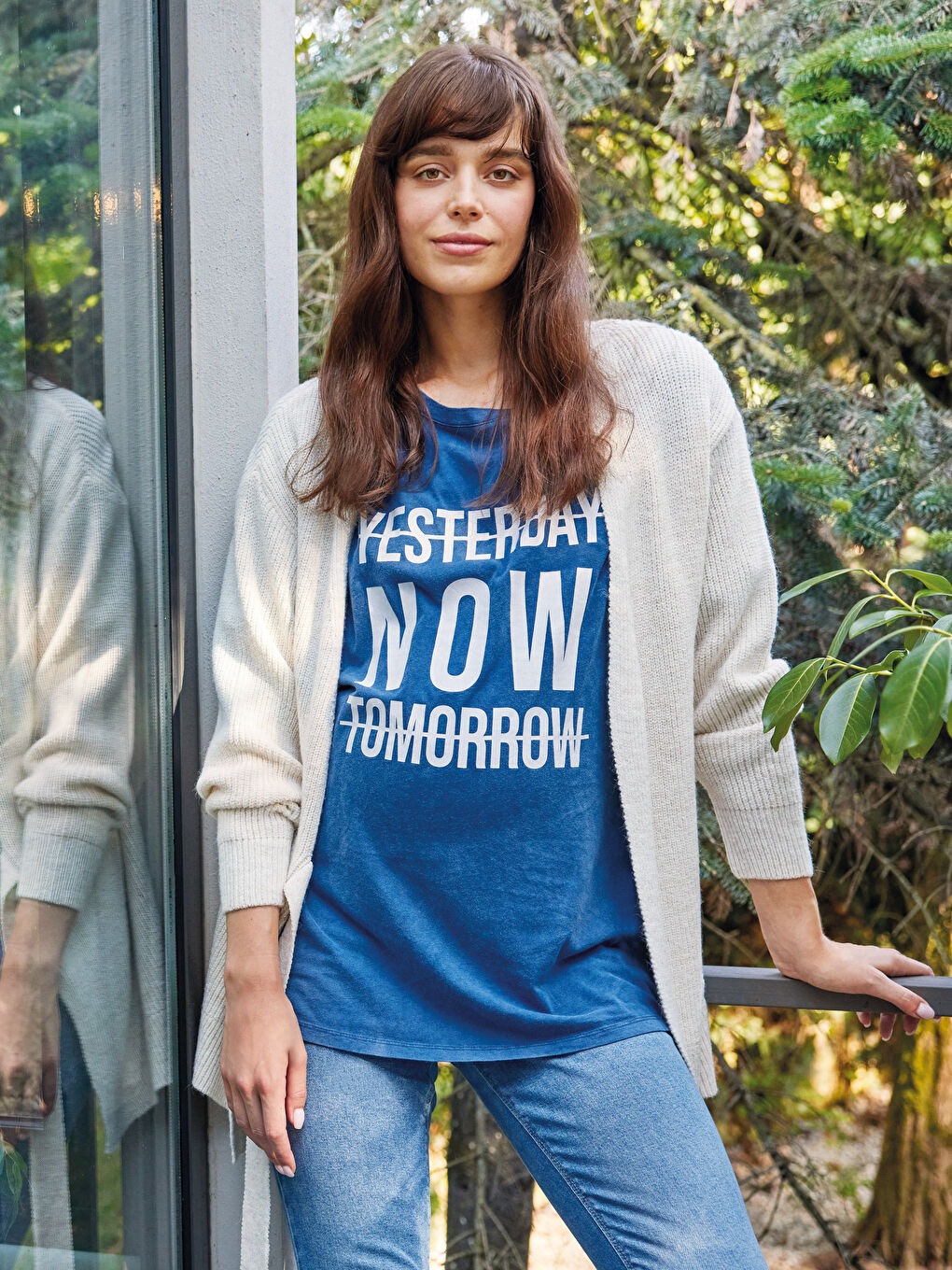 Кардиган Женский Трикотажный С Длинным Рукавом, V-Образным Вырезом и Прямыми Завязками-1