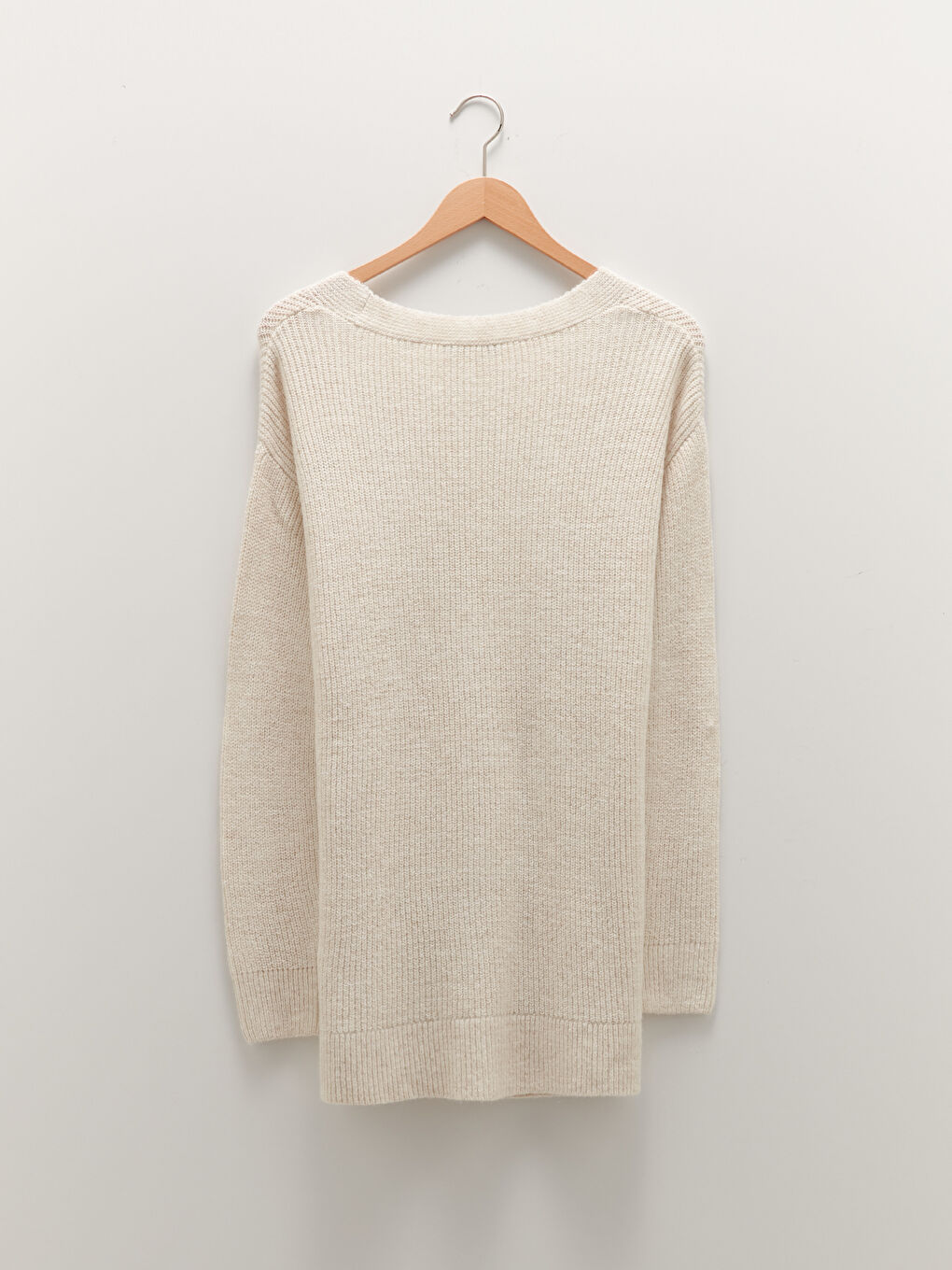 Кардиган Женский Трикотажный С Длинным Рукавом, V-Образным Вырезом и Прямыми Завязками-15