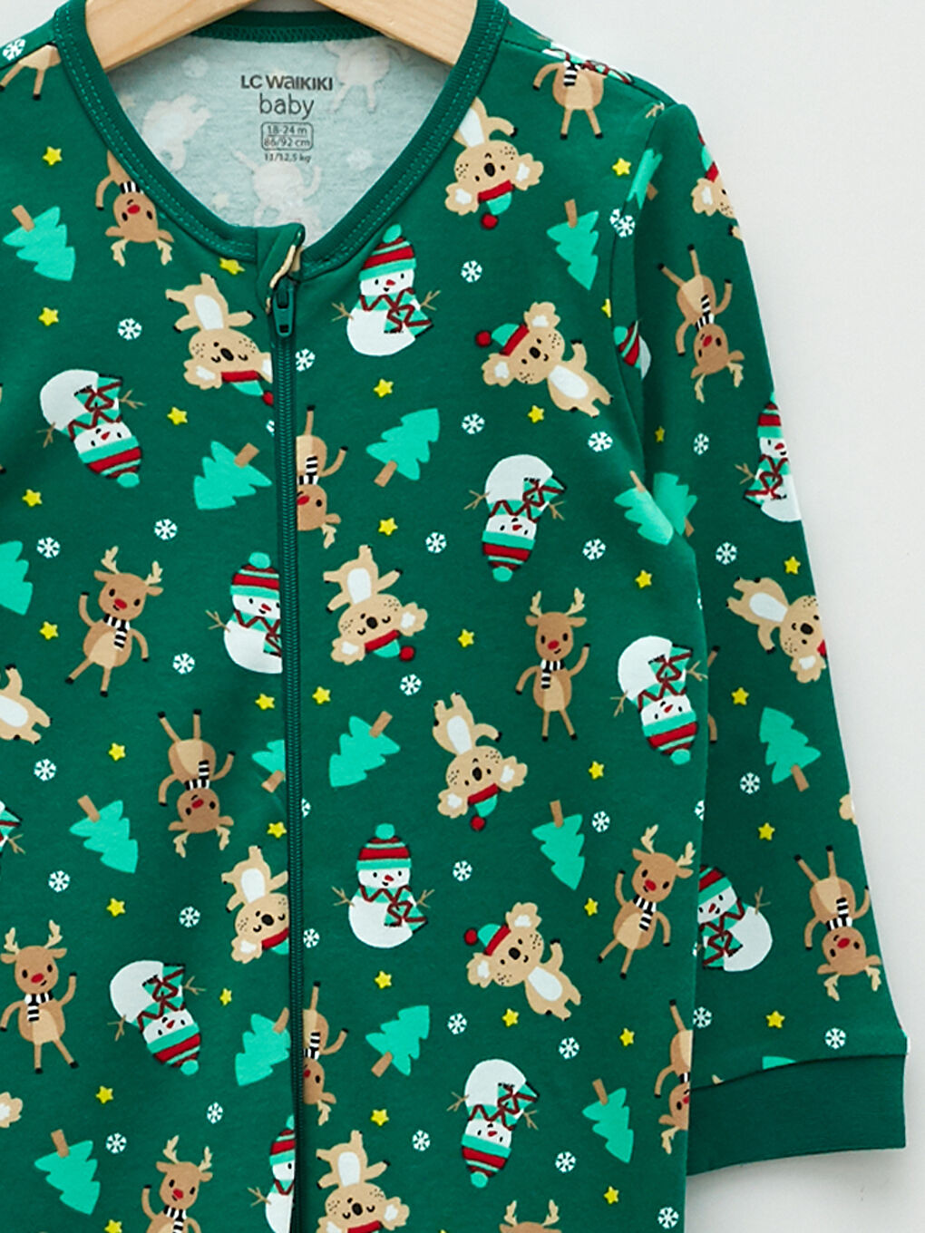 Combinaison à Fermeture Éclair en Coton pour Garçon Bébé à Thème de Noël à Manches Longues et Col Rond-2