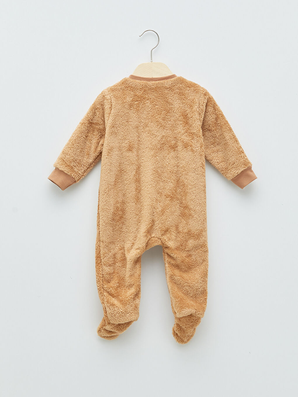 LCW baby Crew Neck Long Sleeve Plush Baby Boy Zippered Jumpsuit -W1CD93Z1-GGK
