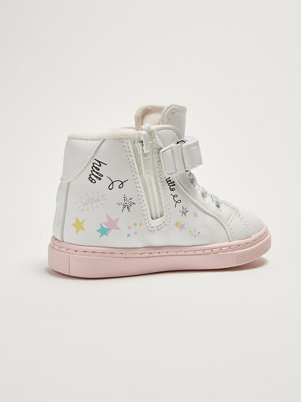 Beyaz Baskılı Cırt Cırtlı Kız Bebek Spor Ayakkabı-2