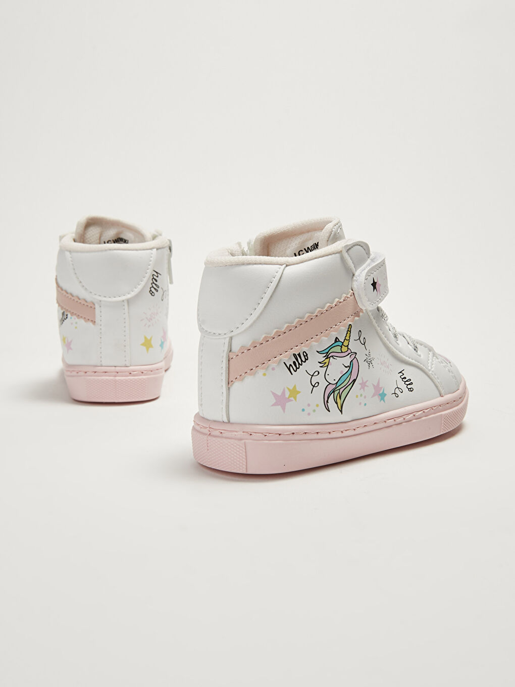 Beyaz Baskılı Cırt Cırtlı Kız Bebek Spor Ayakkabı-4