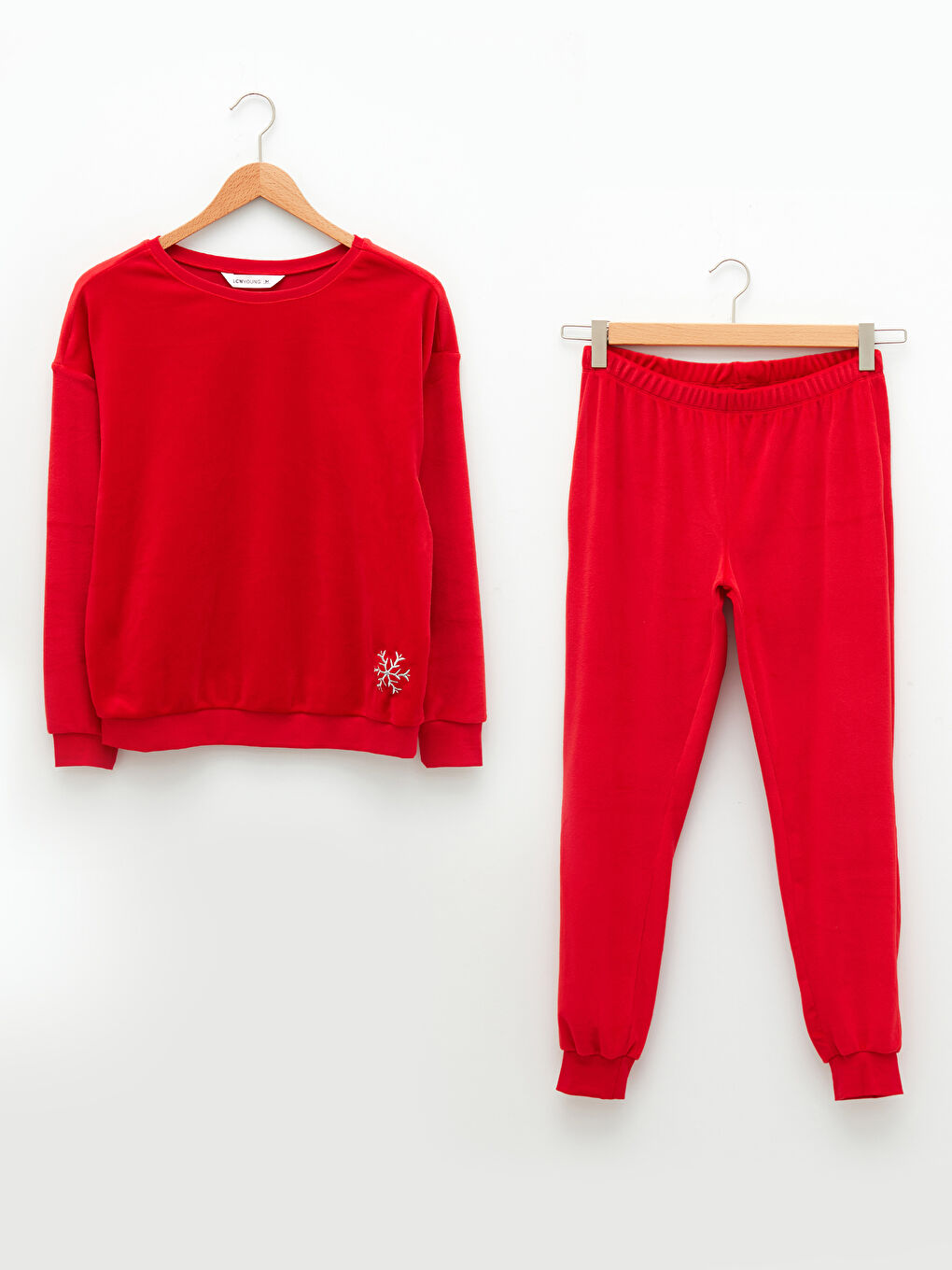 Комплект пижами с кръгло деколте, изчистен дизайн, дълъг ръкав, кадифе, за жени-5