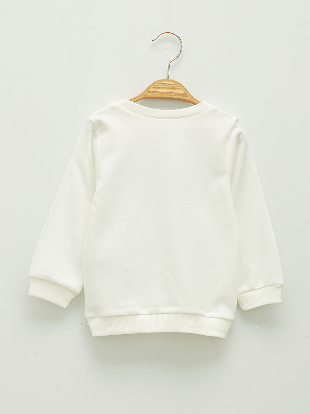 Ekru Bisiklet Yaka Uzun Kollu Atatürk İmza Baskılı Kız Bebek Sweatshirt-1