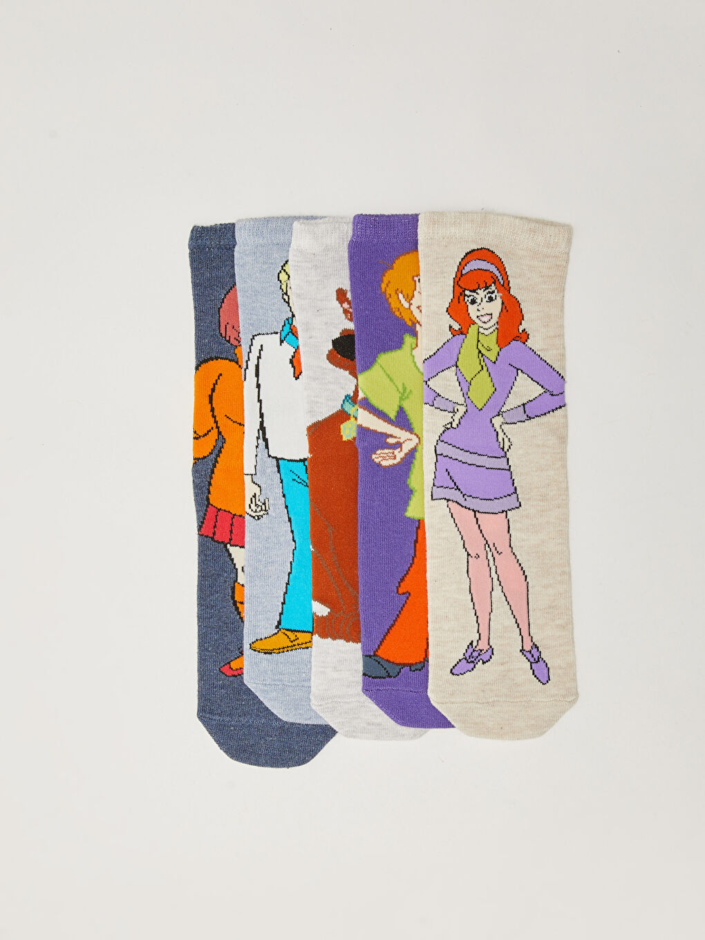 Mavi Scooby Doo Desenli Kadın Soket Çorap 5'li-1