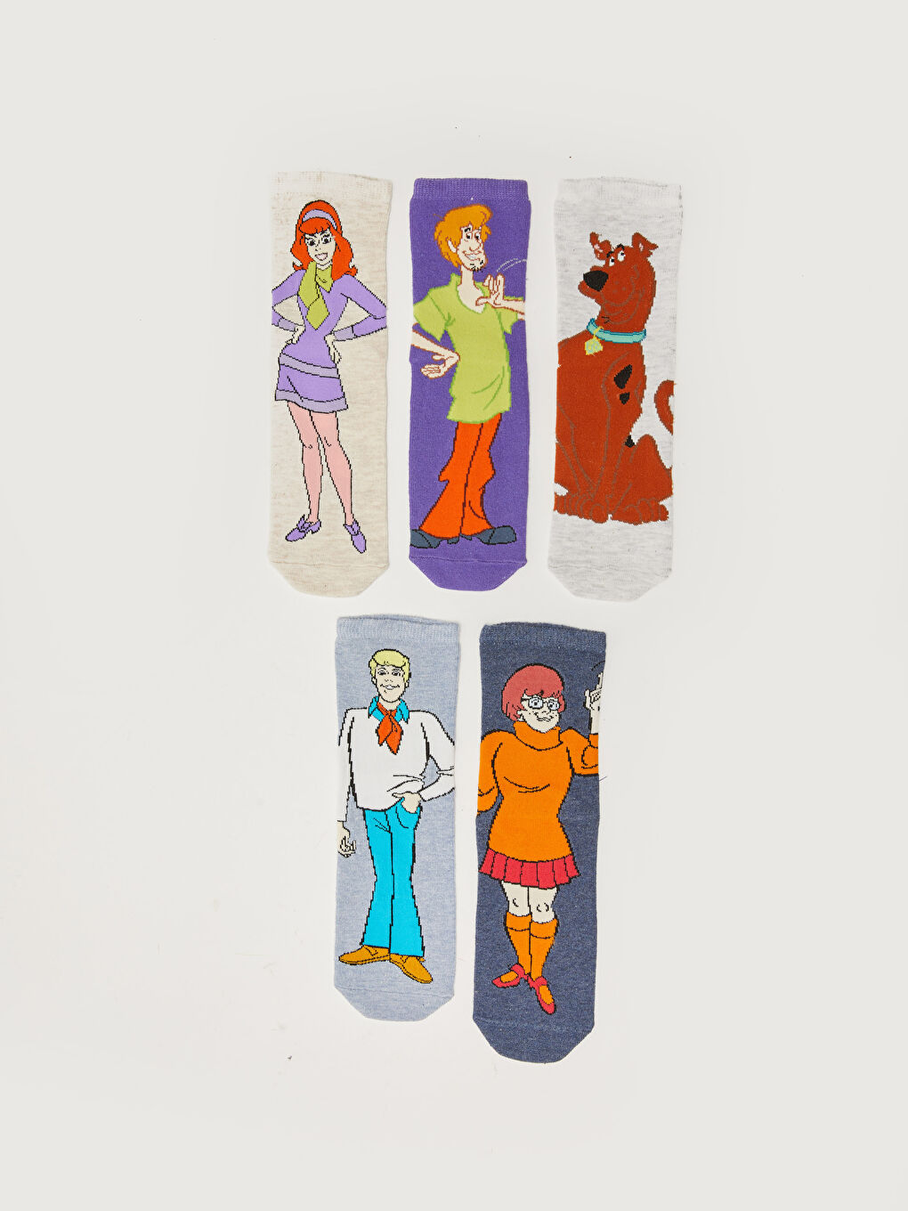 Mavi Scooby Doo Desenli Kadın Soket Çorap 5'li-2